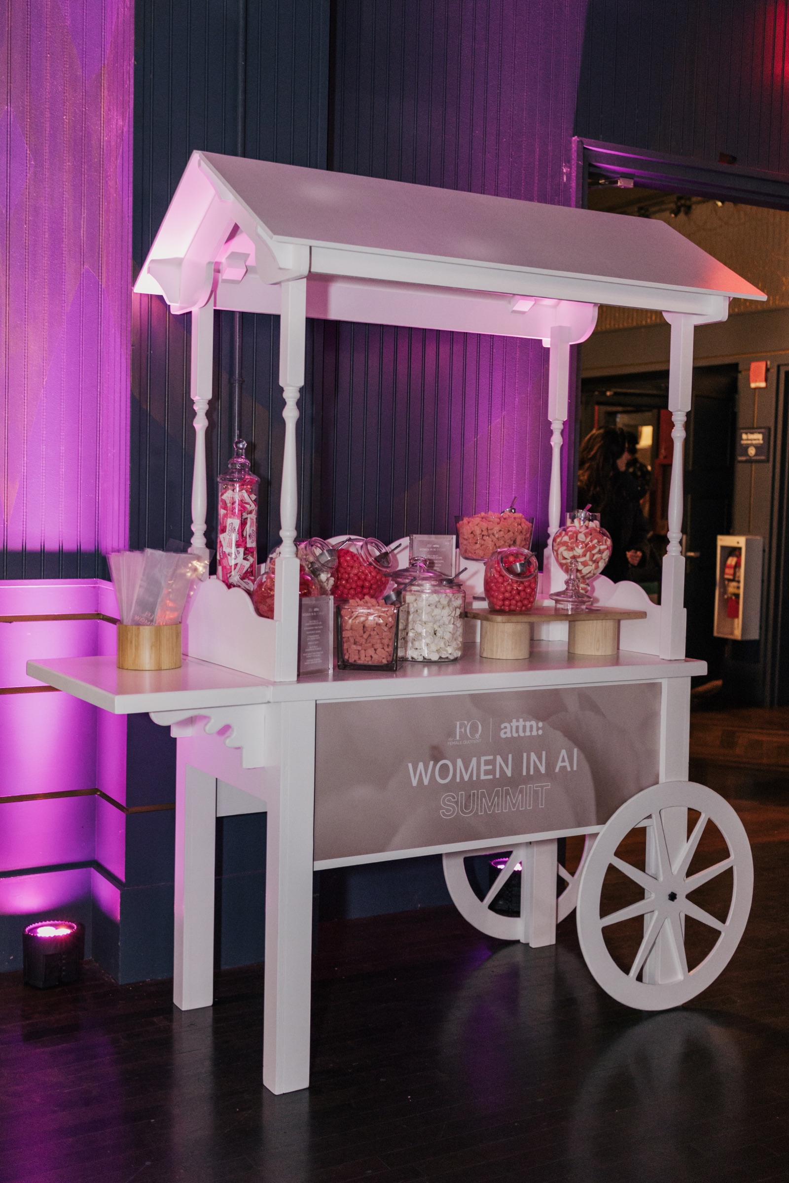 Women in AI Summit candy cart lit in rose
