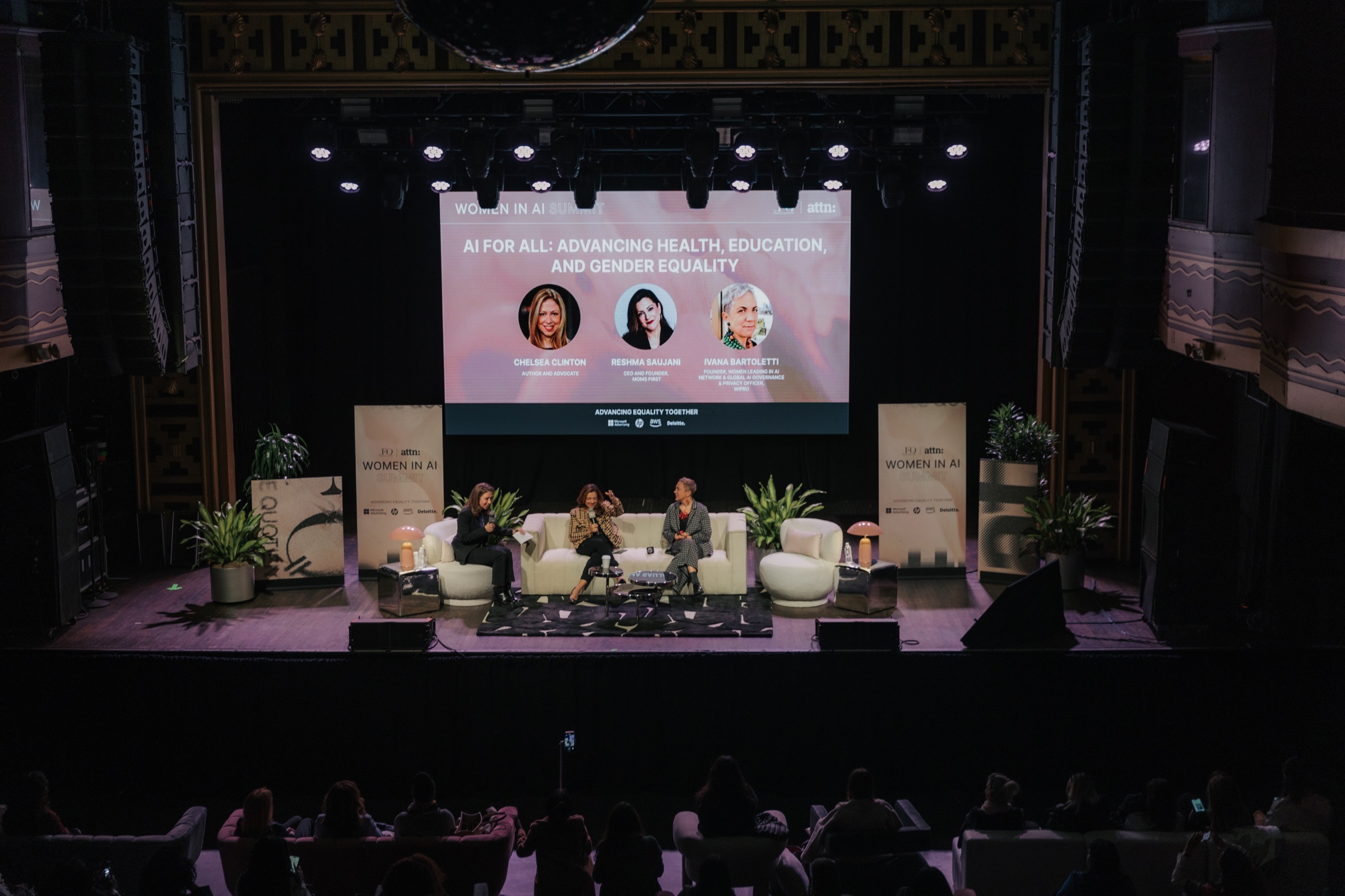 Women in AI Summit panel on the main stage at Webster Hall