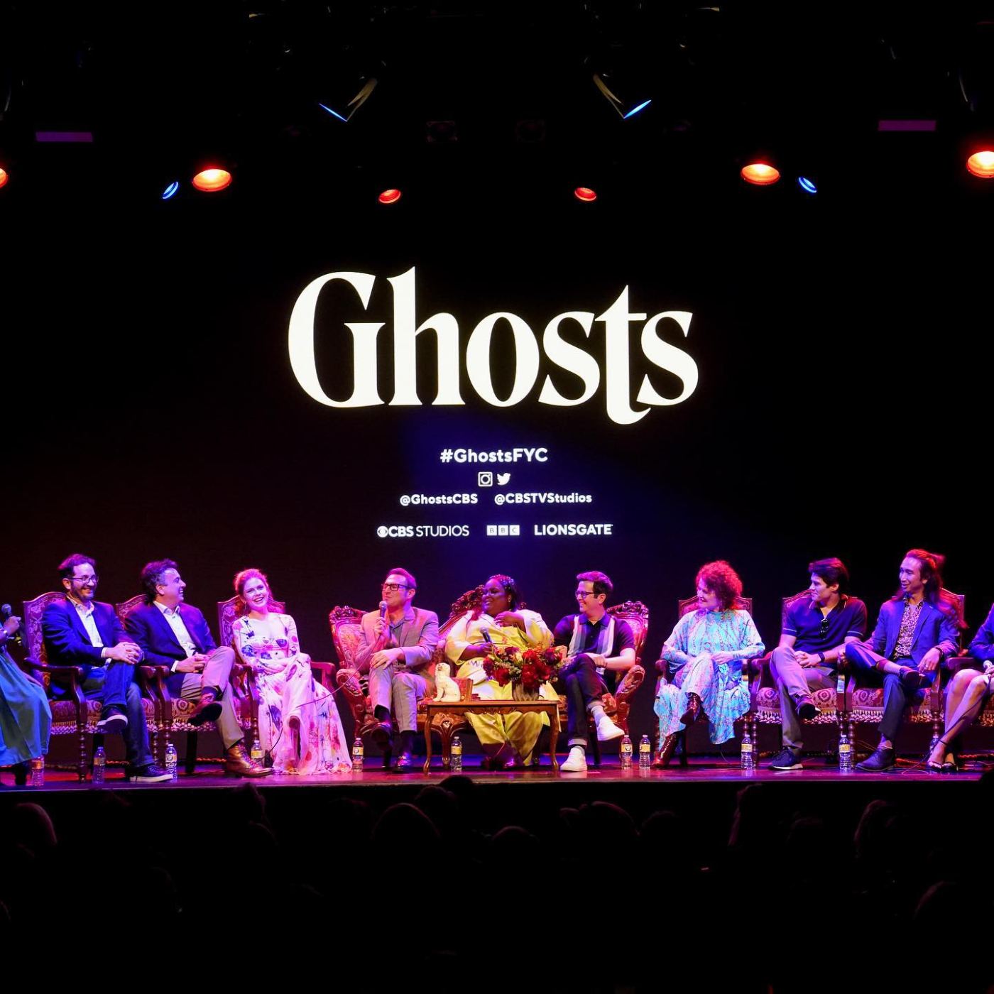 Ghosts FYC panel on stage at the El Rey Theatre