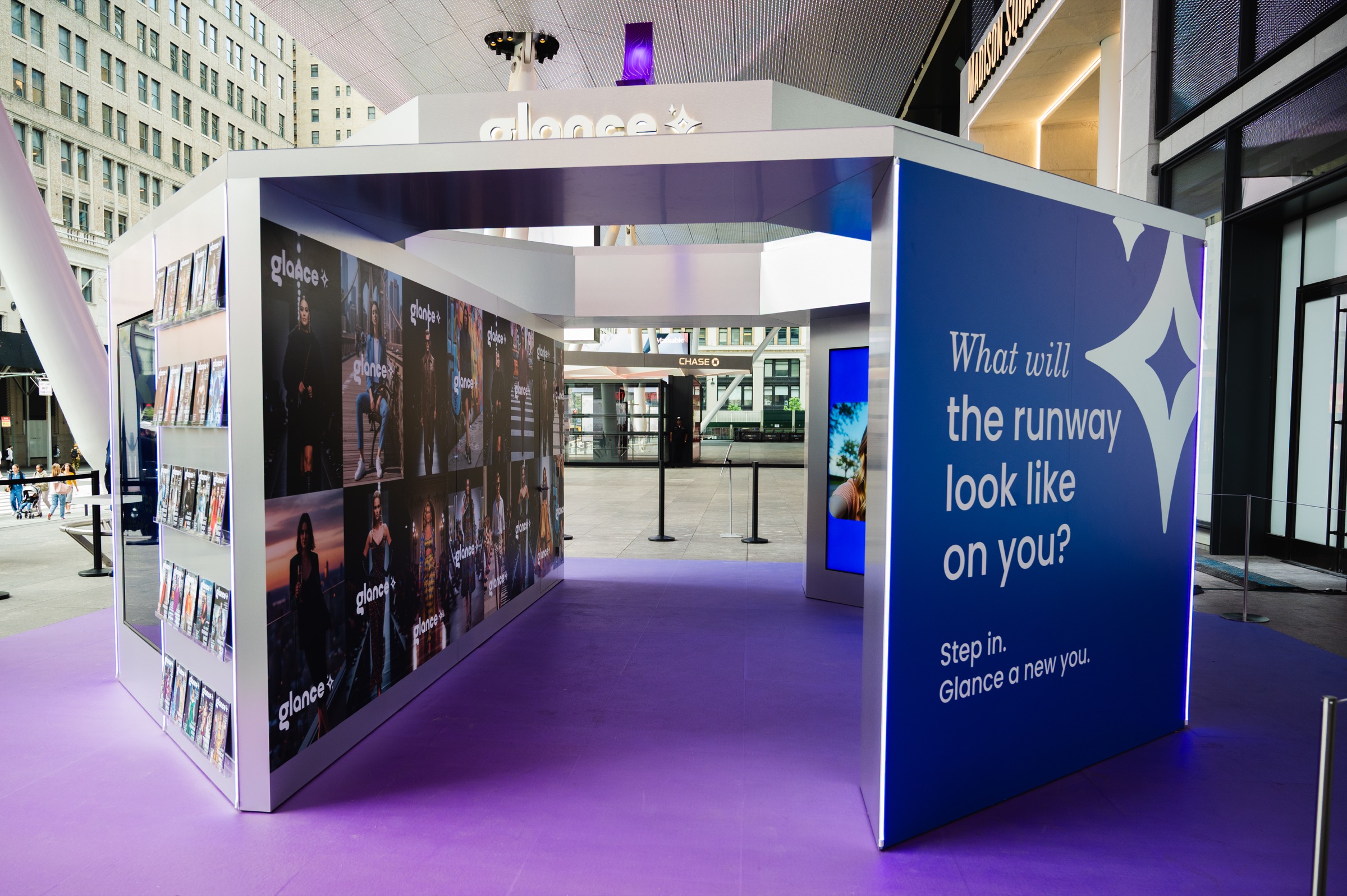 The branded entrance into the Glance AI fashion newsstand