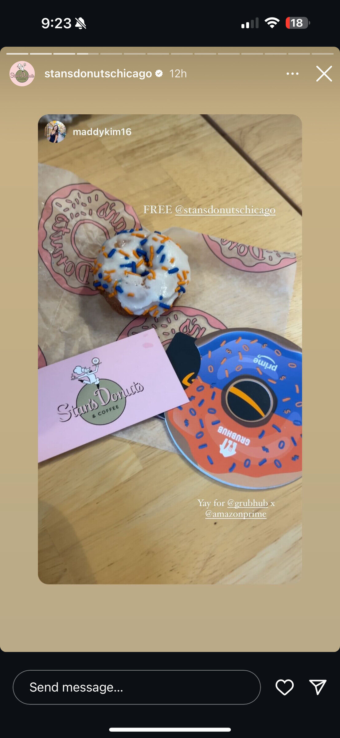 Instagram Story of the donut sticker and gift card flat-lay