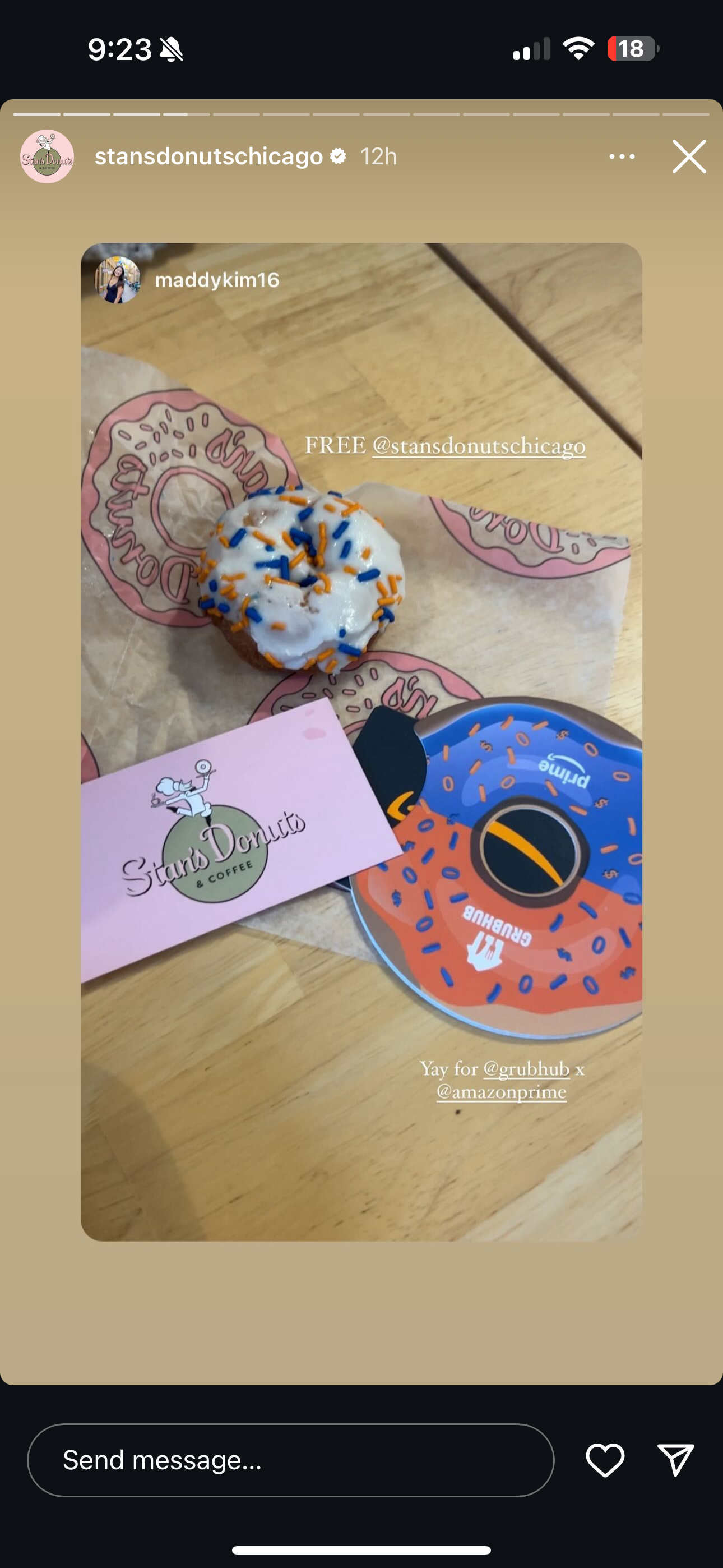 Instagram Story of the donut sticker and gift card flat-lay