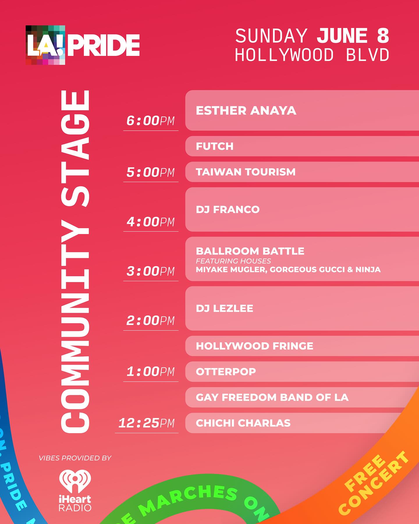 Community Stage schedule graphic