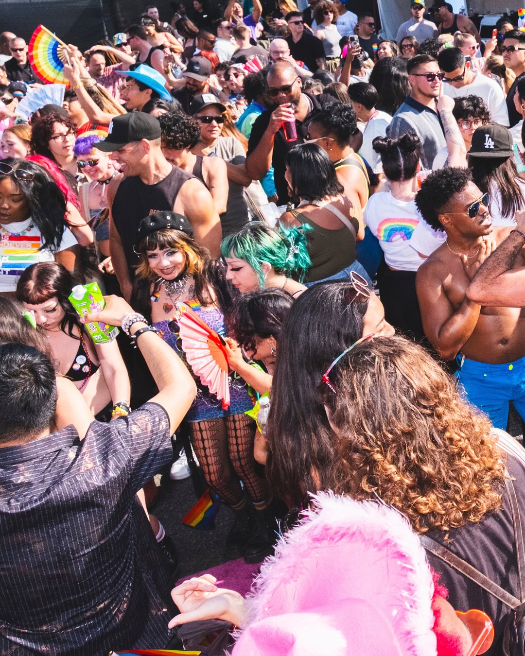 Crowd dancing at Pride Village