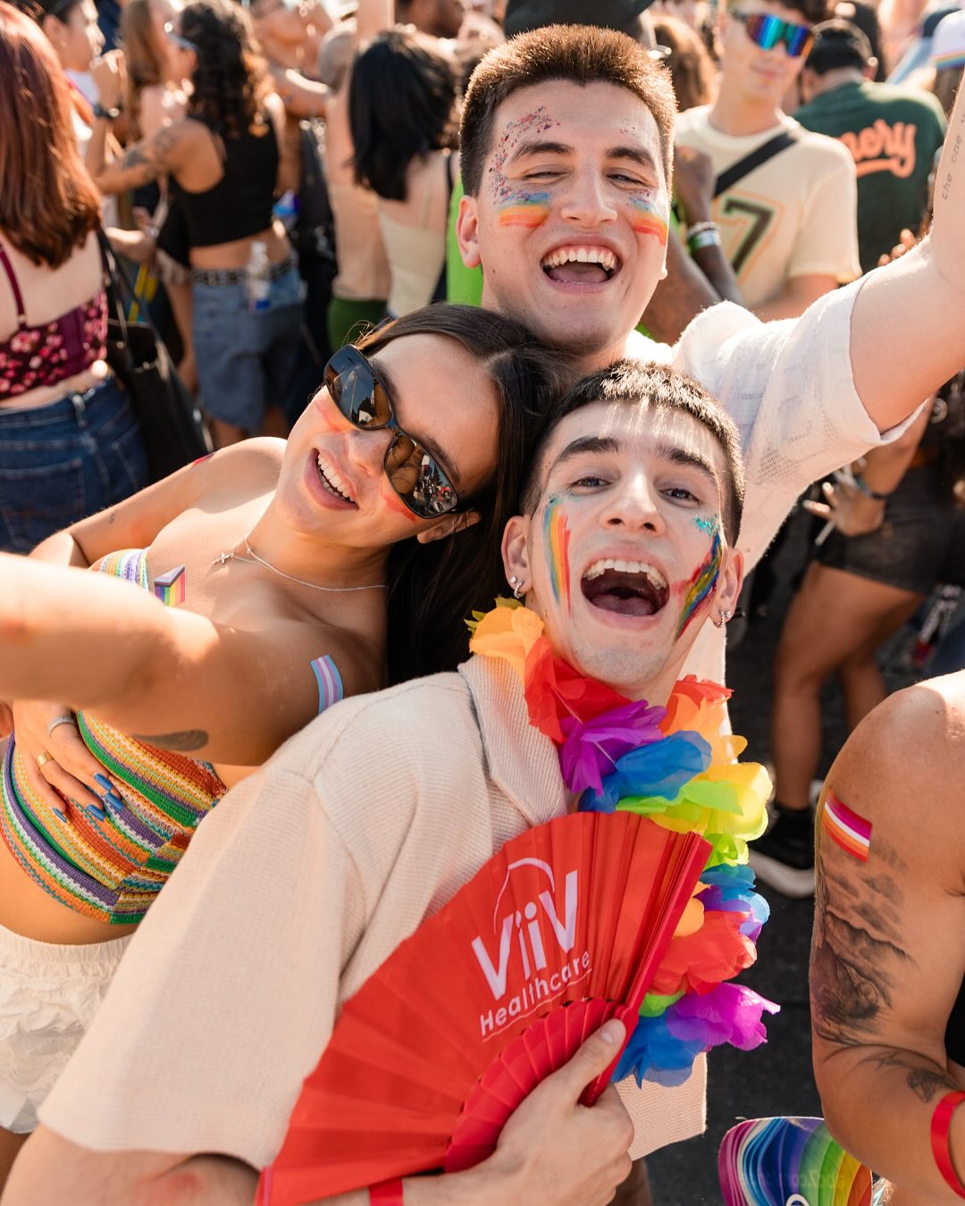 Guest with rainbow face paint