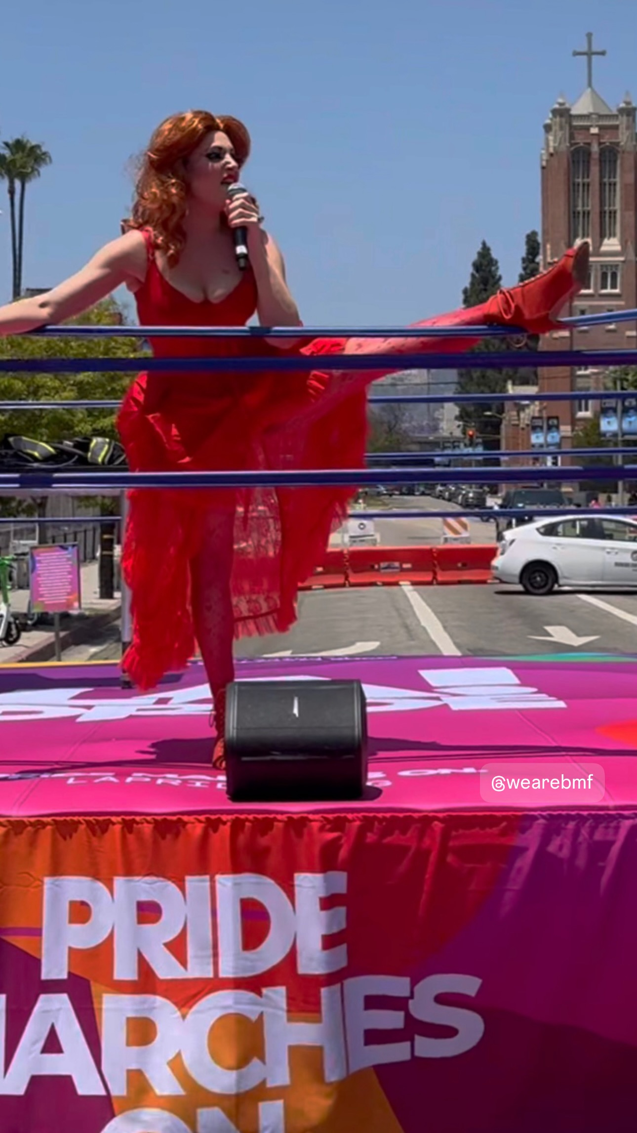 Drag performer in the Community Stage ring