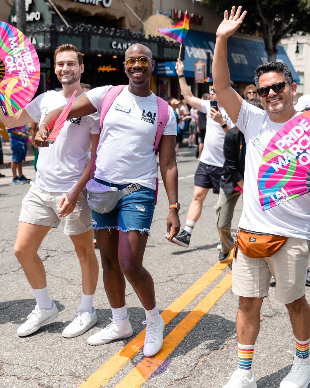 Team marching in the LA Pride parade