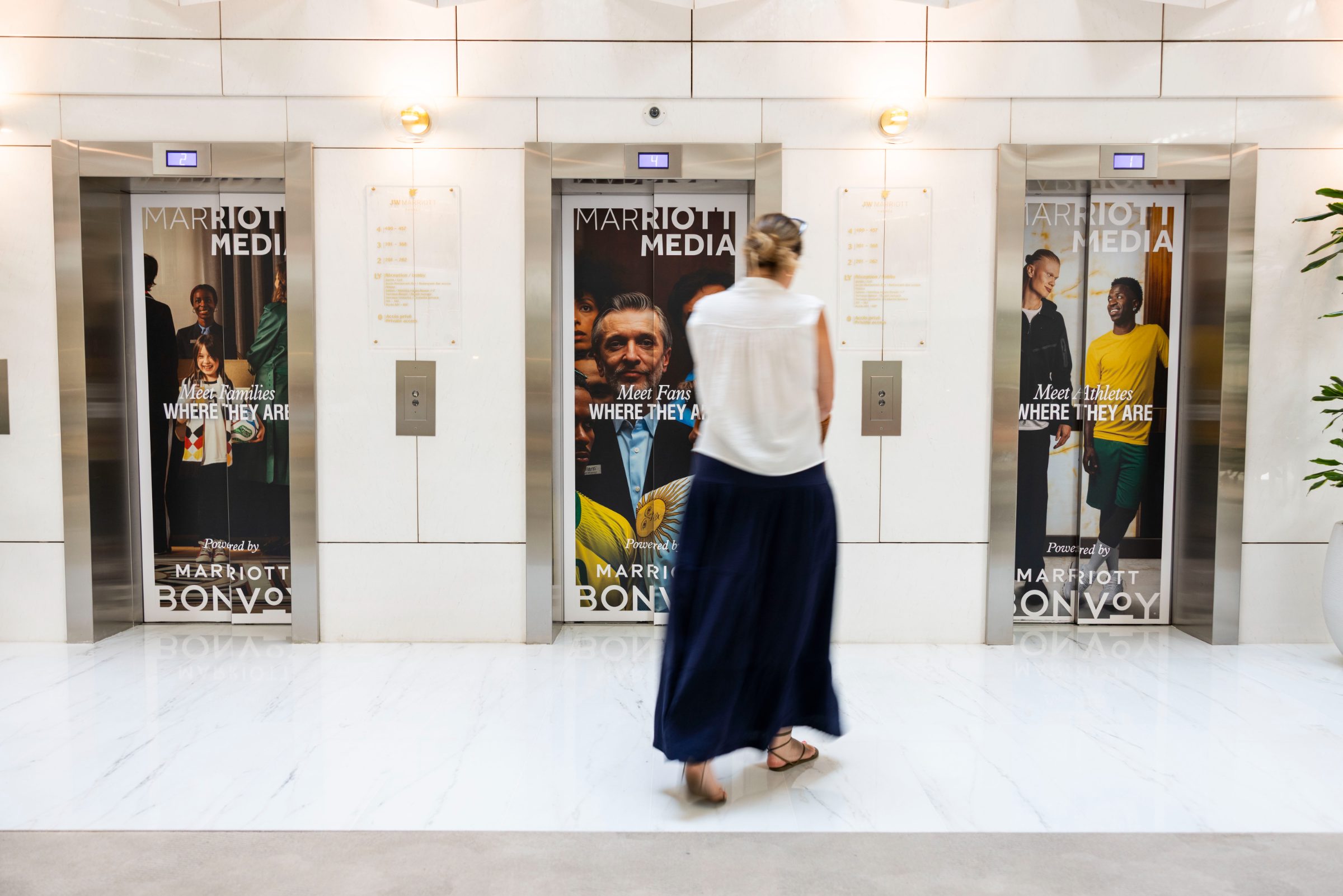 Marriott Media campaign wraps across the JW Marriott elevator banks
