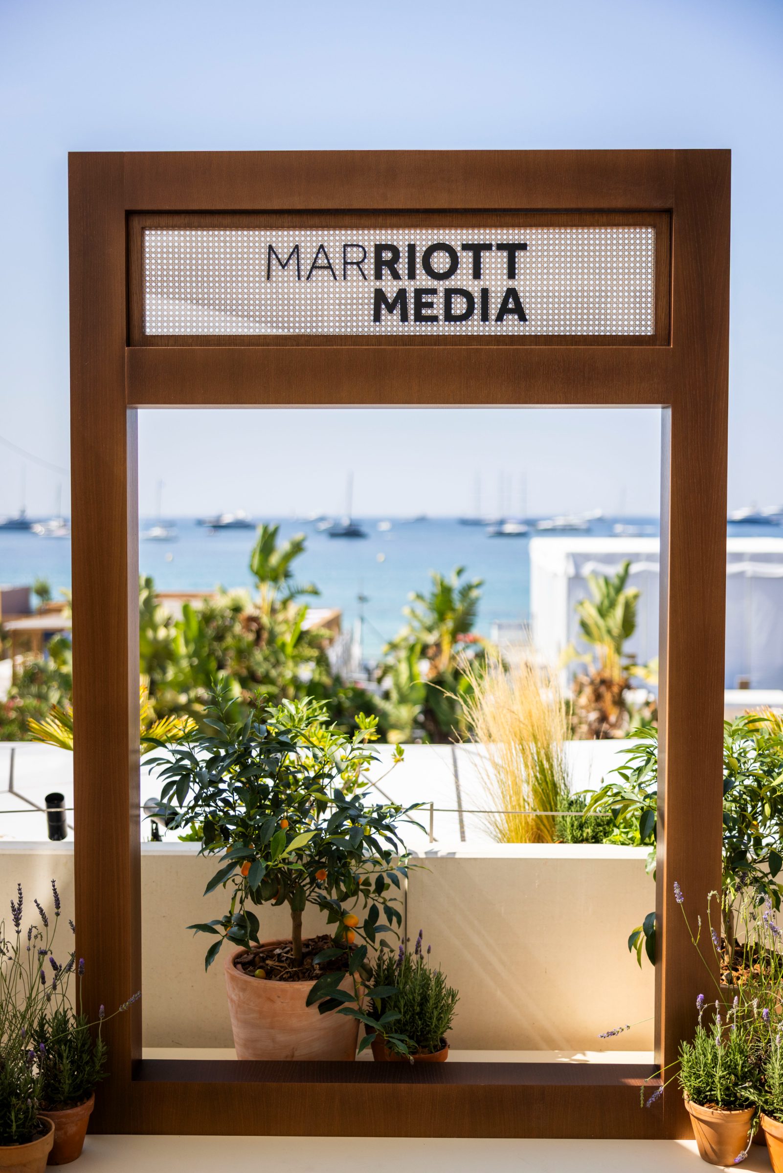 Marriott Media framed archway overlooking the bay of Cannes