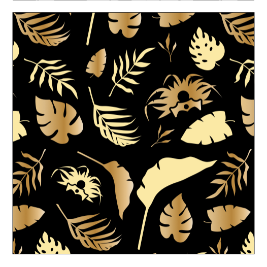 Black and gold tropical pattern created for the Nassau Cruise Port VIP evening