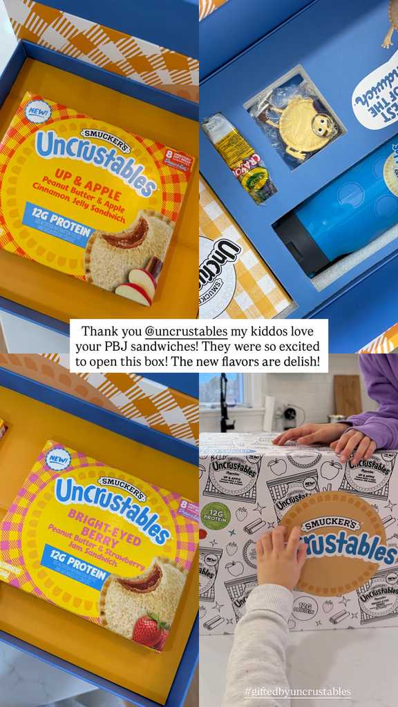 Diana Saldana's Instagram Story showing the open Uncrustables kit